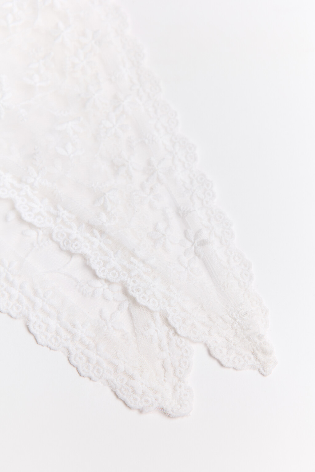 Косынка ажурная с кружевом - цвет молочный - 2