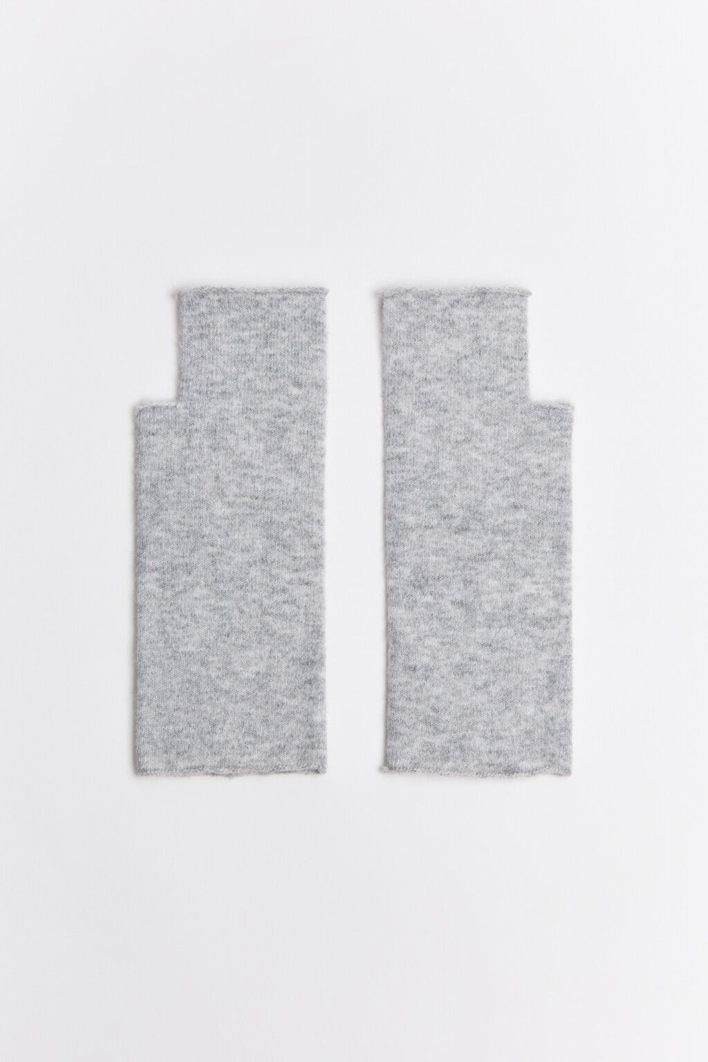 Митенки трикотажные с шерстью - цвет серый - 1