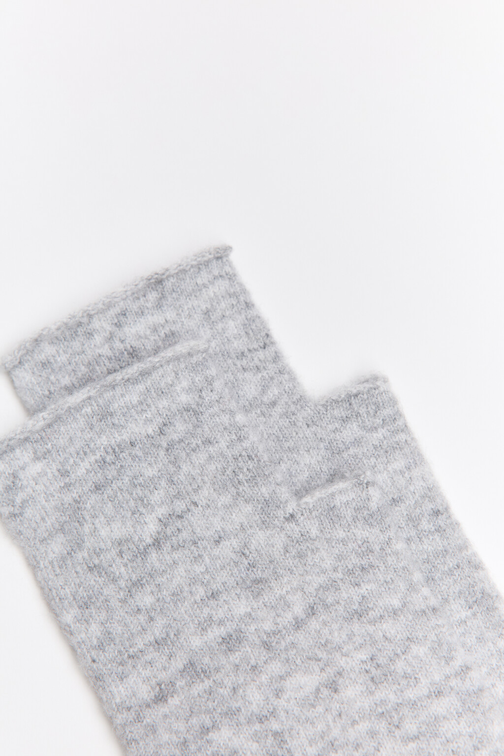 Митенки трикотажные с шерстью - цвет серый - 2