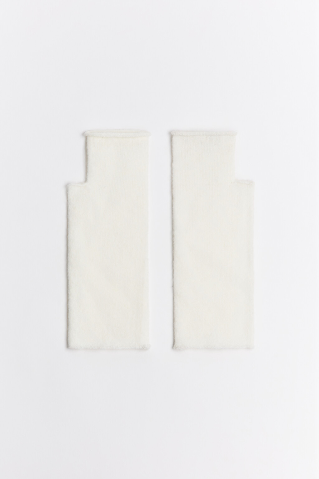 Митенки трикотажные с шерстью - цвет молочный - 1