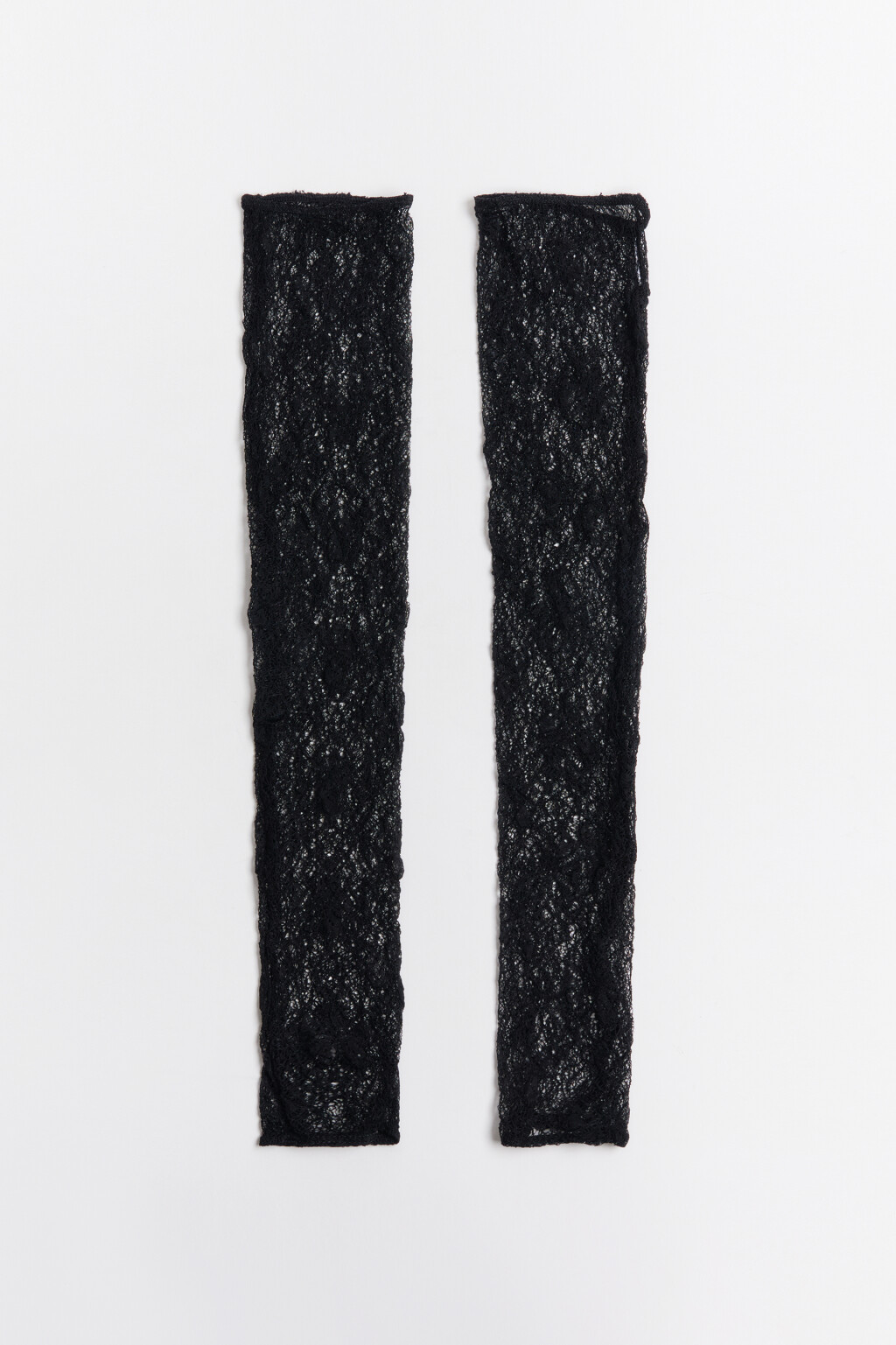 Перчатки-митенки ажурные - цвет черный - 1