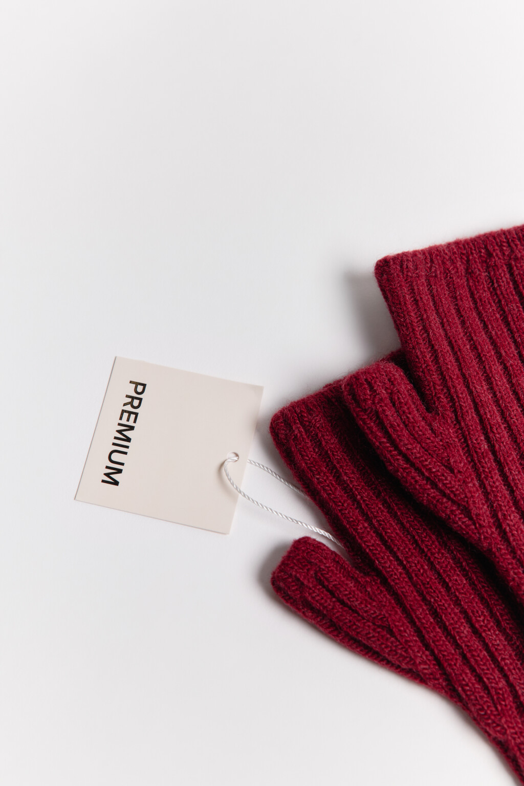Митенки в рубчик с шерстью - цвет бордовый - 4