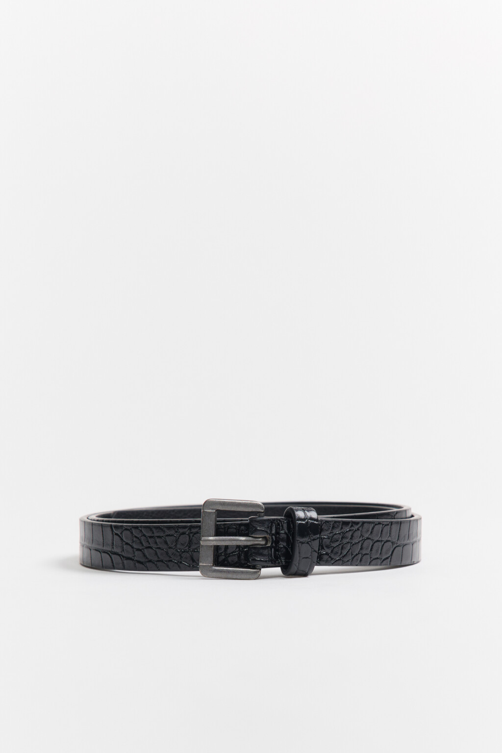 Ремень брючный узкий - цвет черный - 1