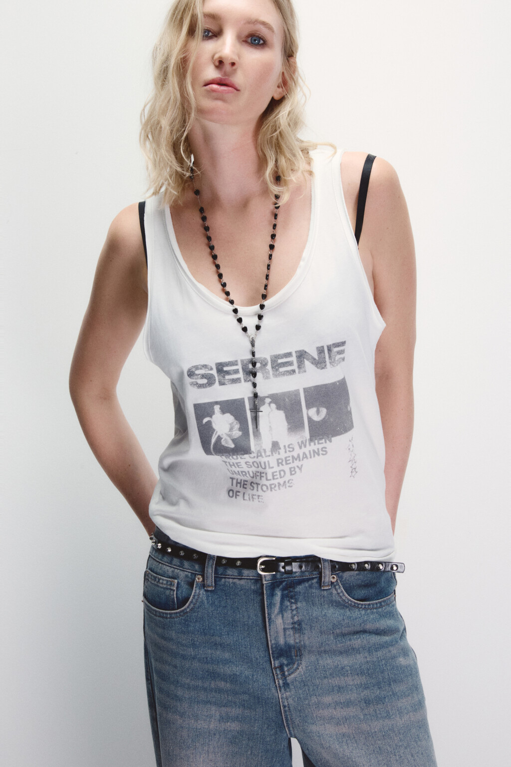 Ремень с металлическими шипами - цвет черный - 2