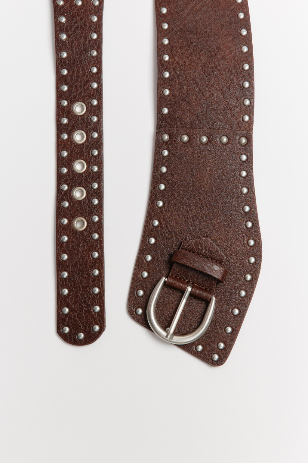 Ремень широкий с металлическим декором - цвет коричневый - 4