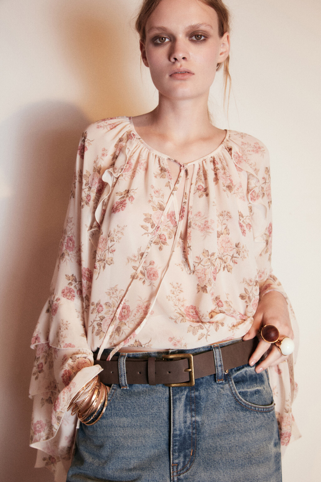 Ремень широкий с квадратной пряжкой - цвет коричневый - 1