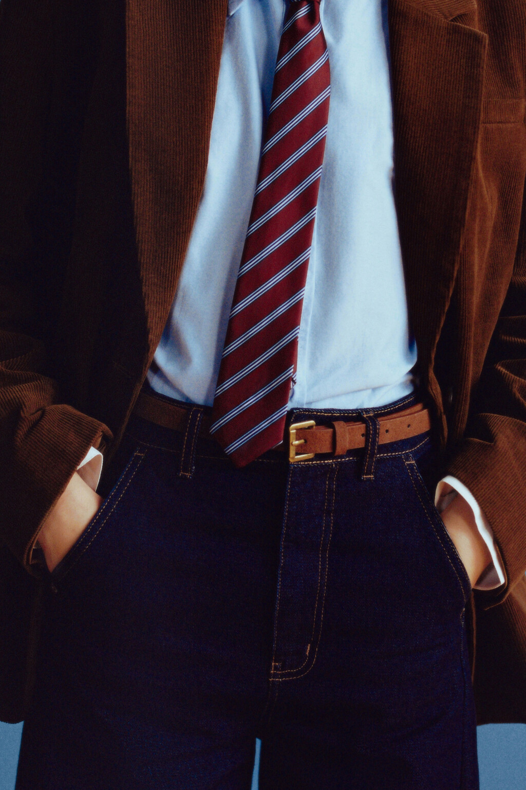 Ремень широкий с квадратной пряжкой - цвет коричневый - 1