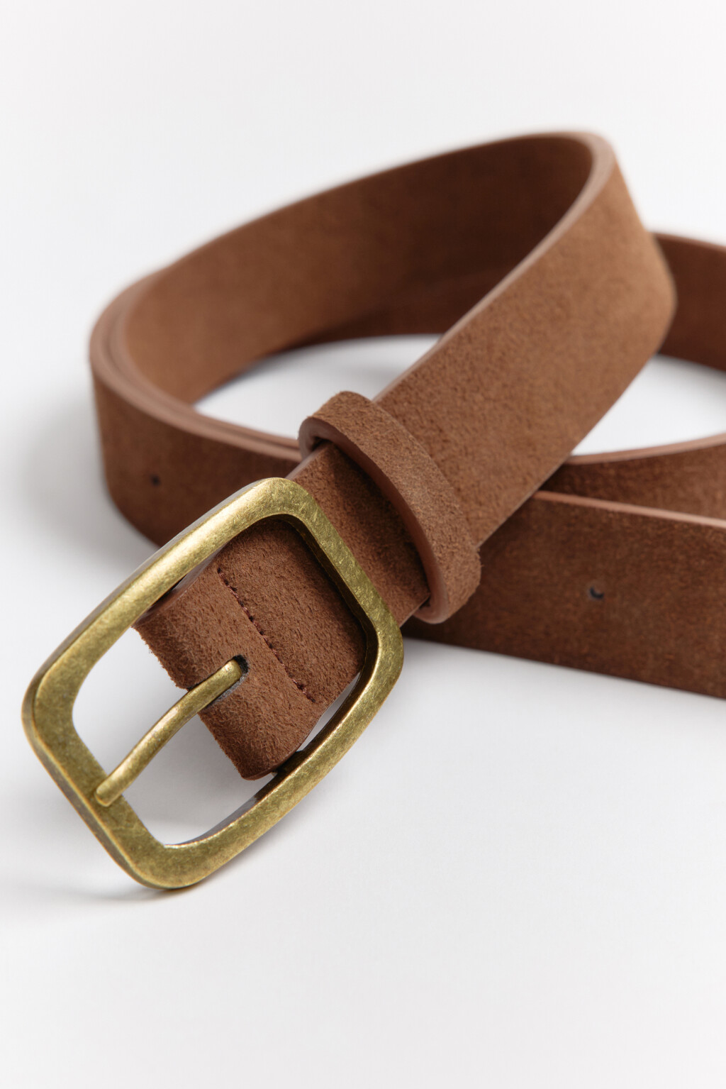 Ремень с замшевой фактурой - цвет коричневый - 4