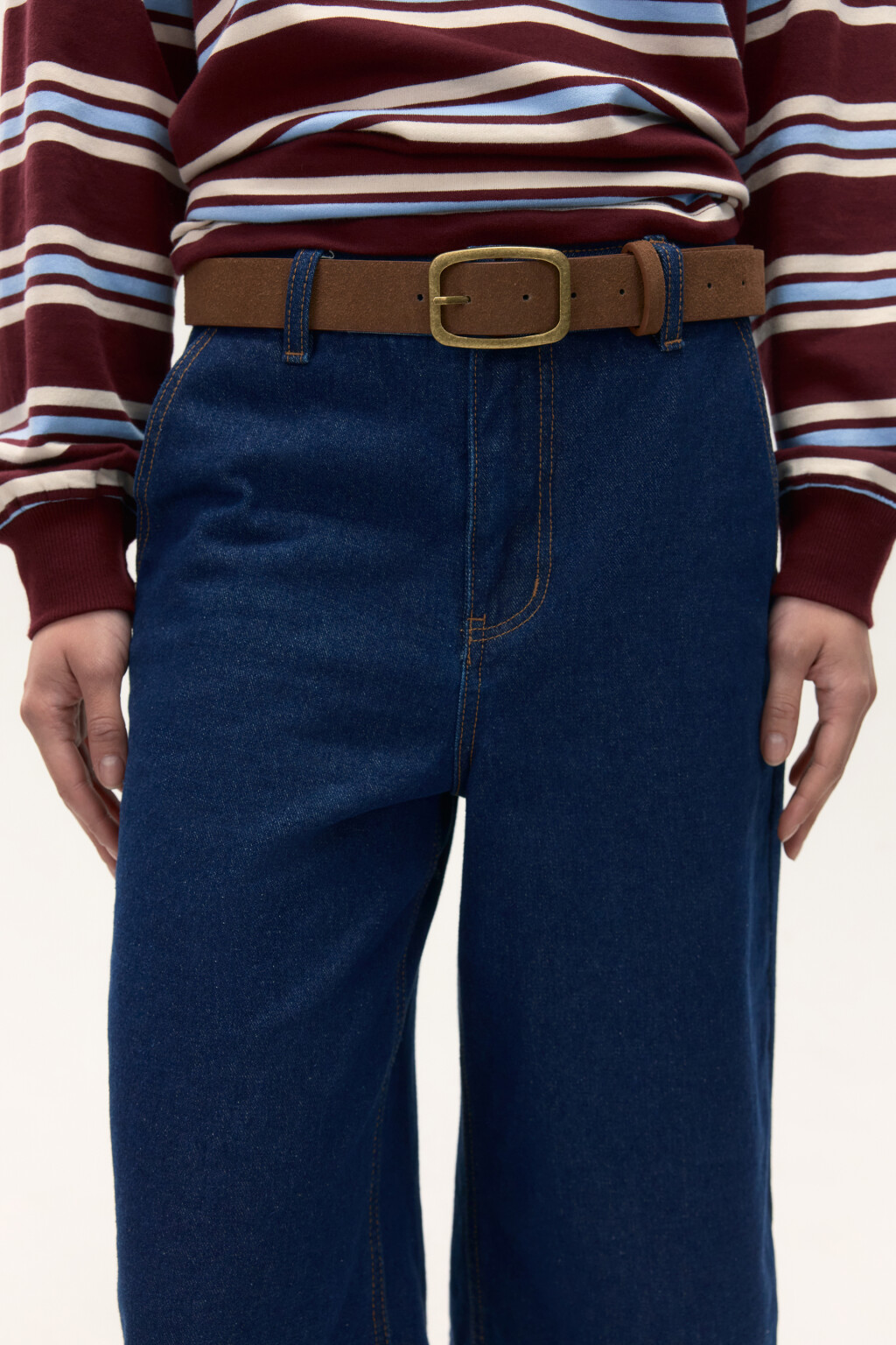 Ремень с замшевой фактурой - цвет коричневый - 1