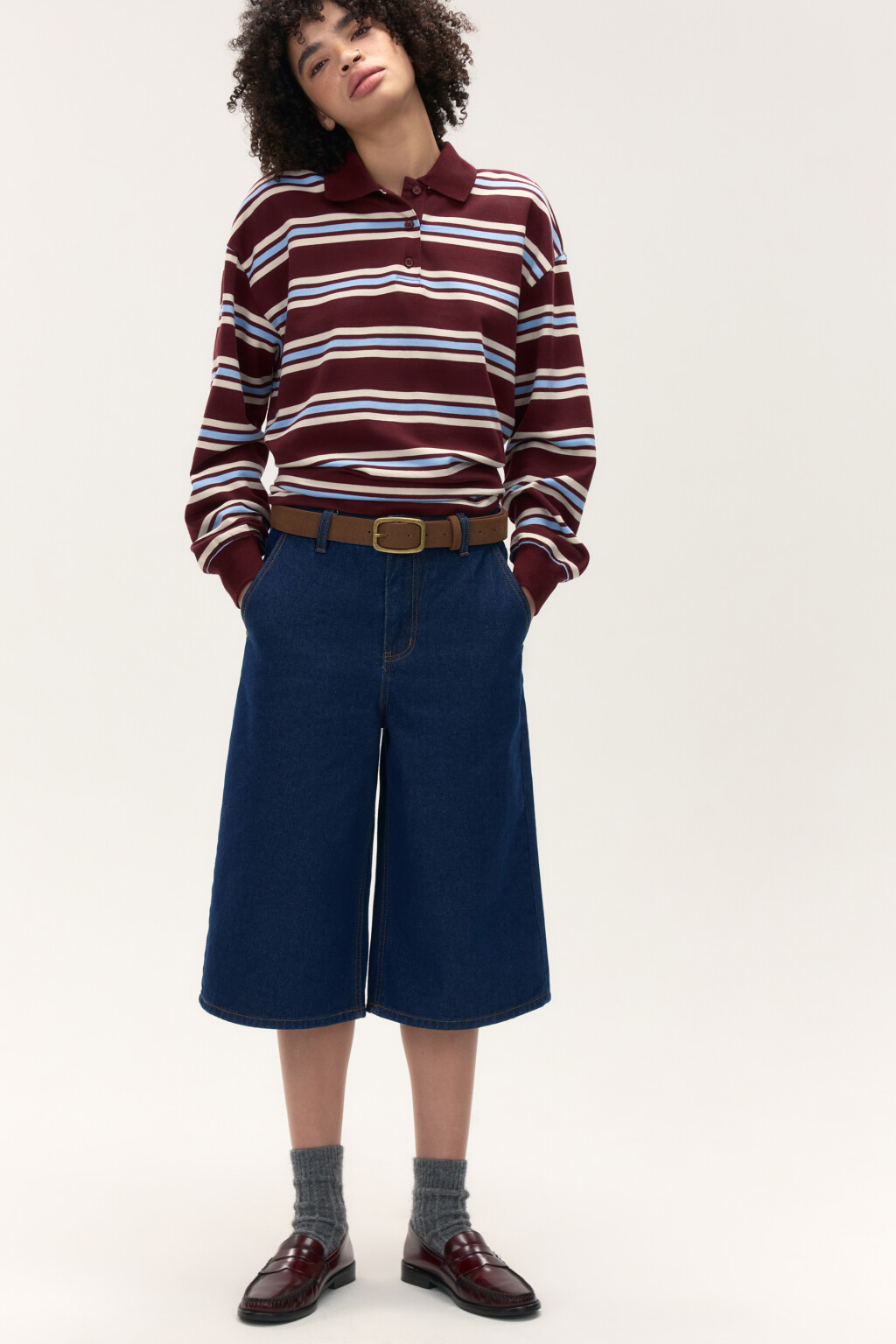 Ремень с замшевой фактурой - цвет коричневый - 2