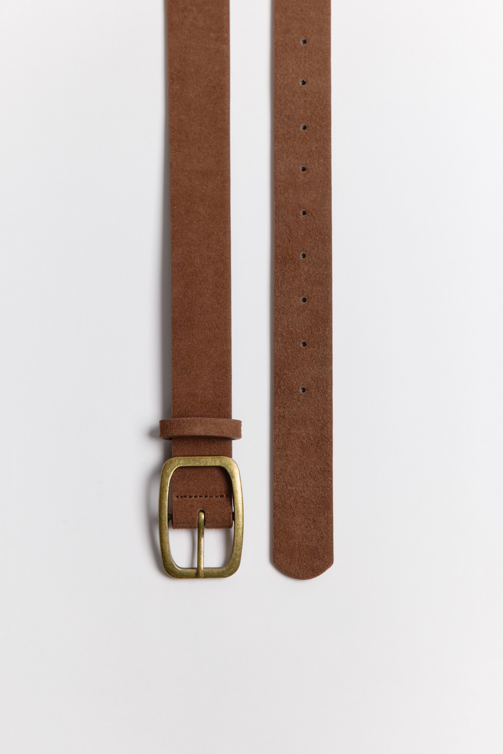 Ремень с замшевой фактурой - цвет коричневый - 6