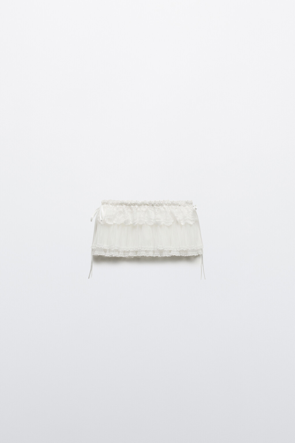Пояс-баска кружевной с воланами - цвет белый - 1
