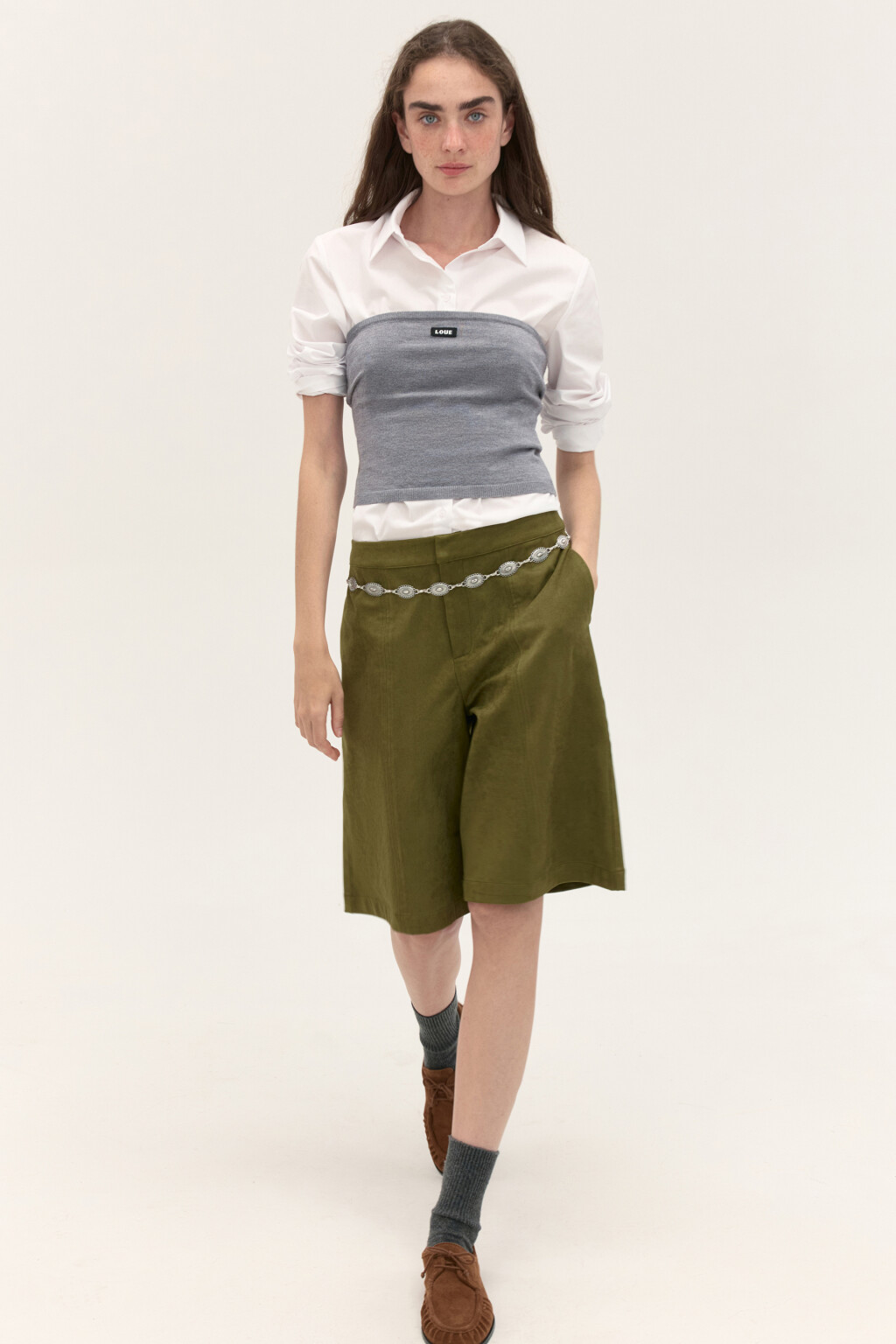 Цепь на бедра с орнаментом - цвет серый - 2