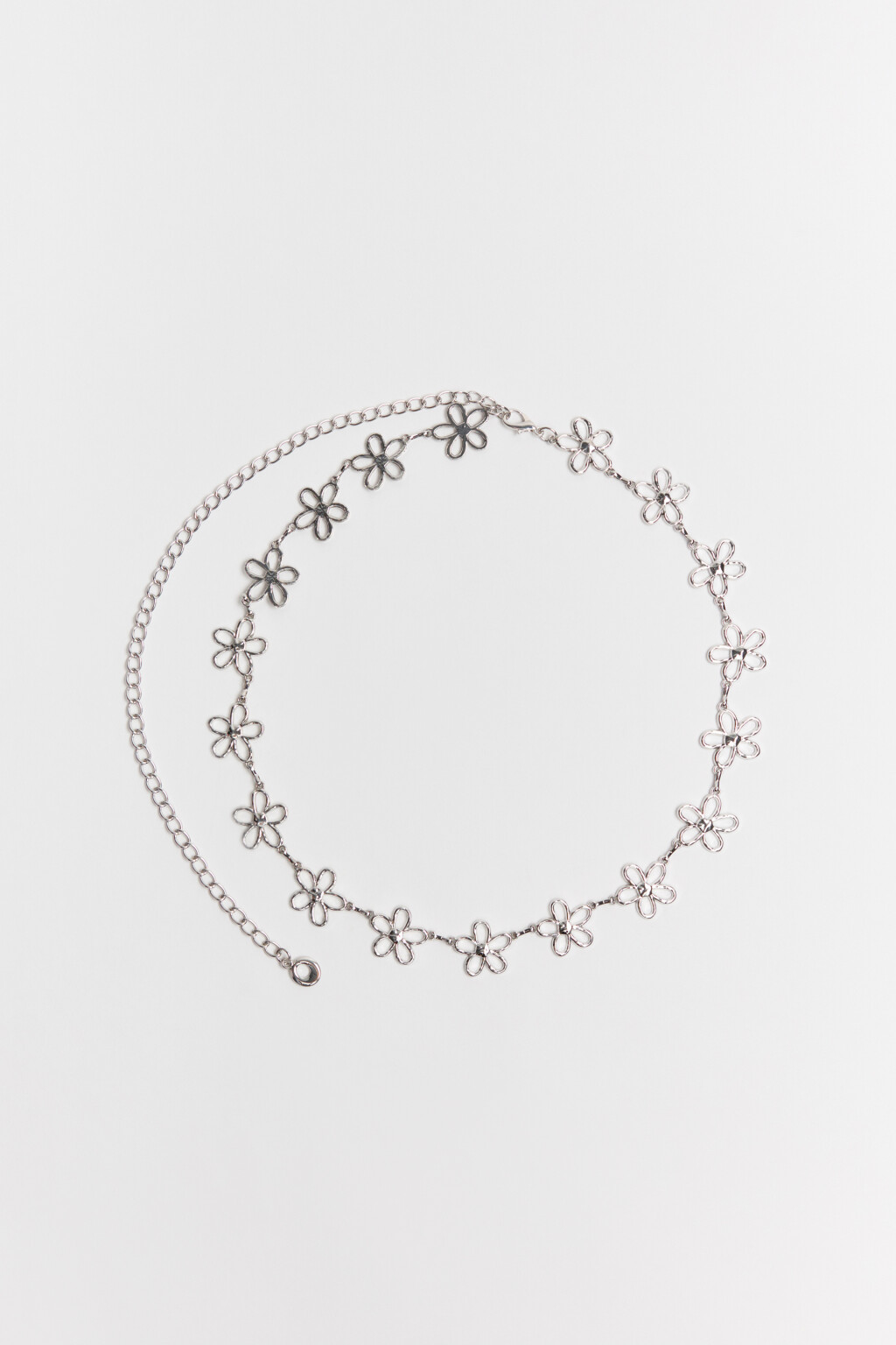 Пояс-цепочка серебристый с цветами - цвет серый - 3