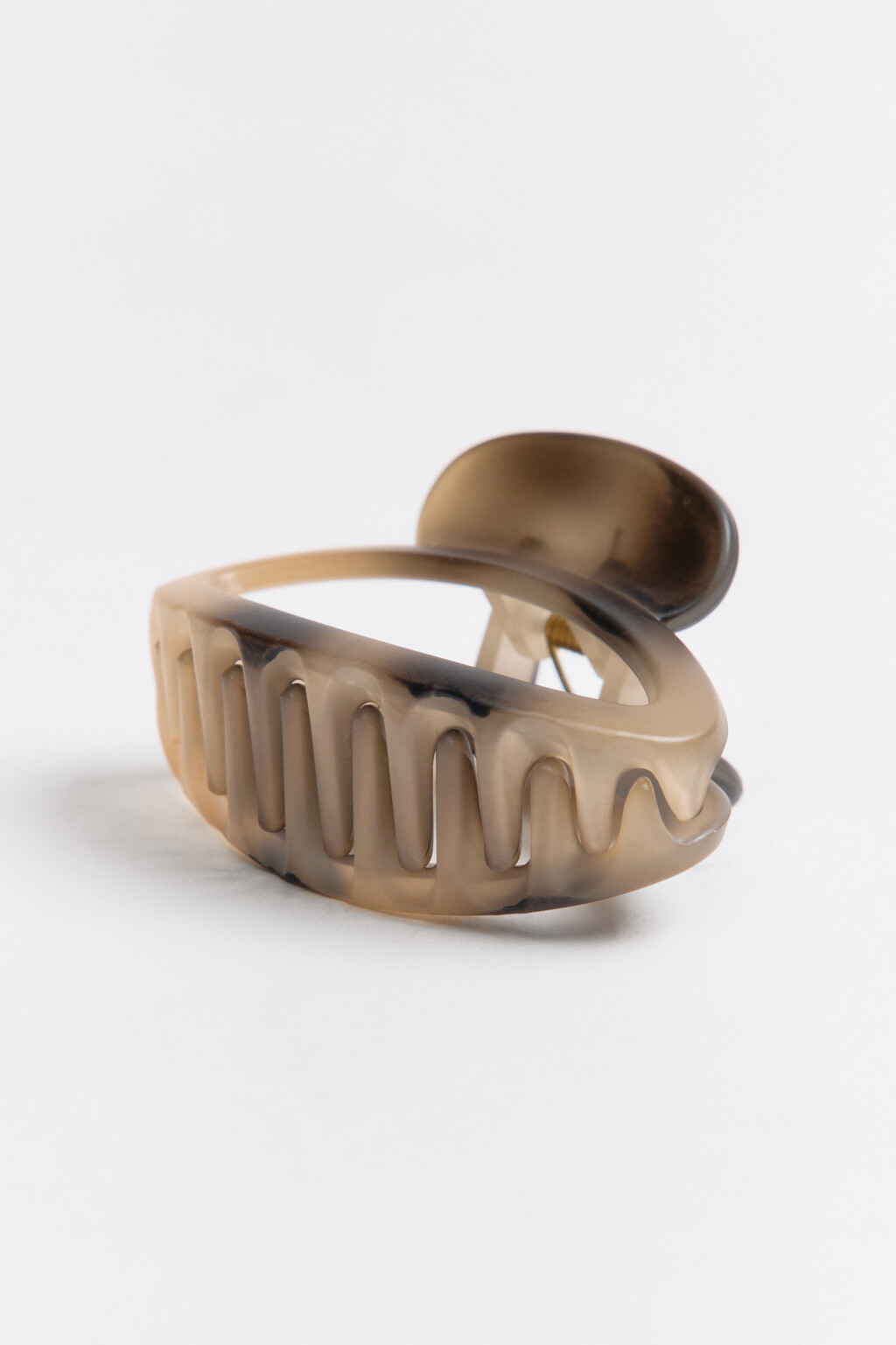 Заколка-краб для волос овальная - цвет серый - 2