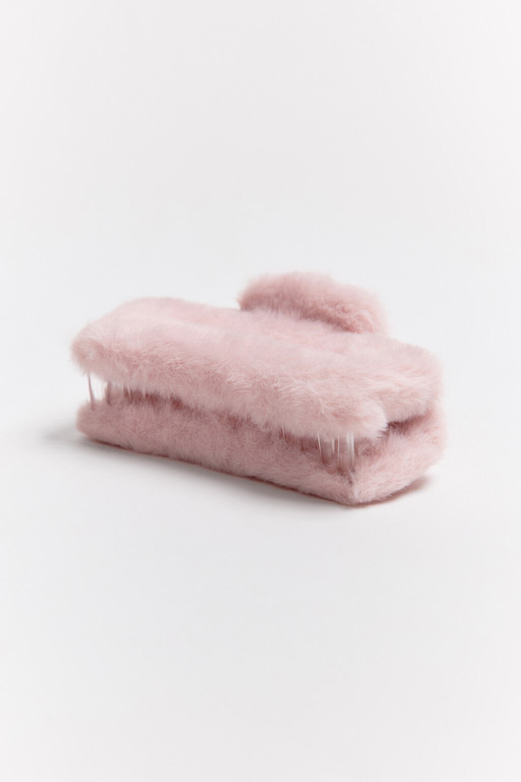 Заколка-краб с пушистой отделкой - цвет розовый - 2