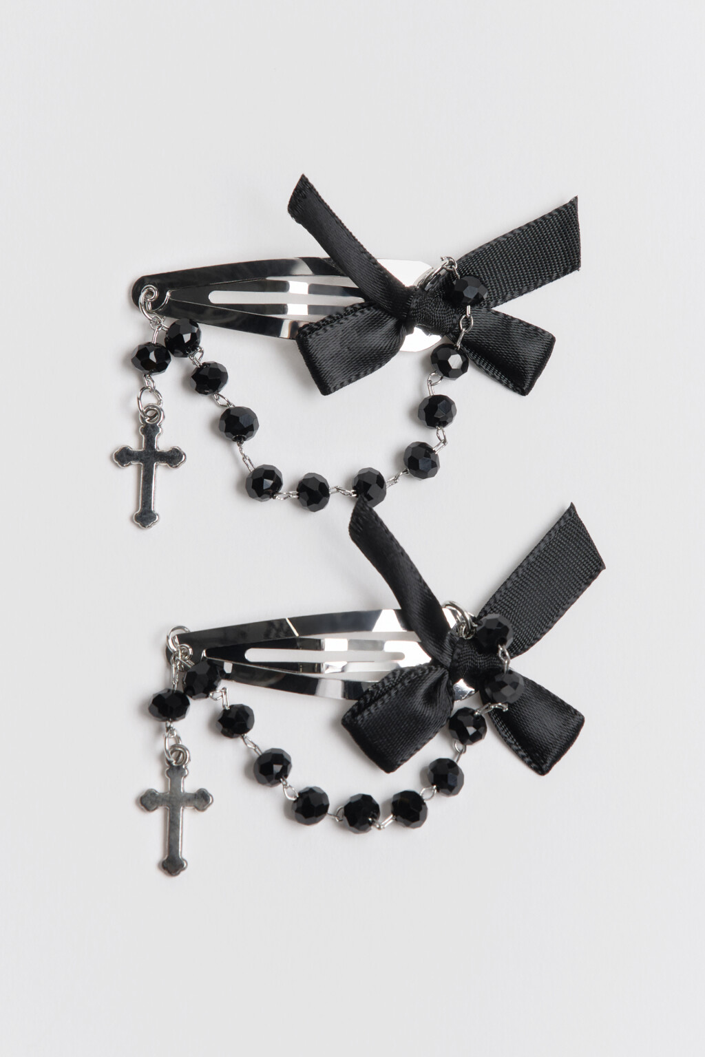 Набор заколок с подвесками (2 штуки) - цвет серый - 1