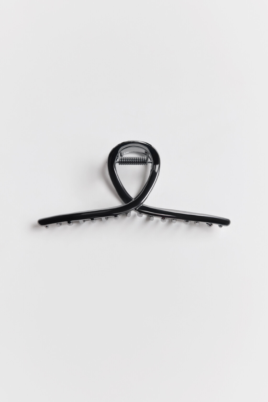 Заколка-краб серебристая - цвет черный - 1