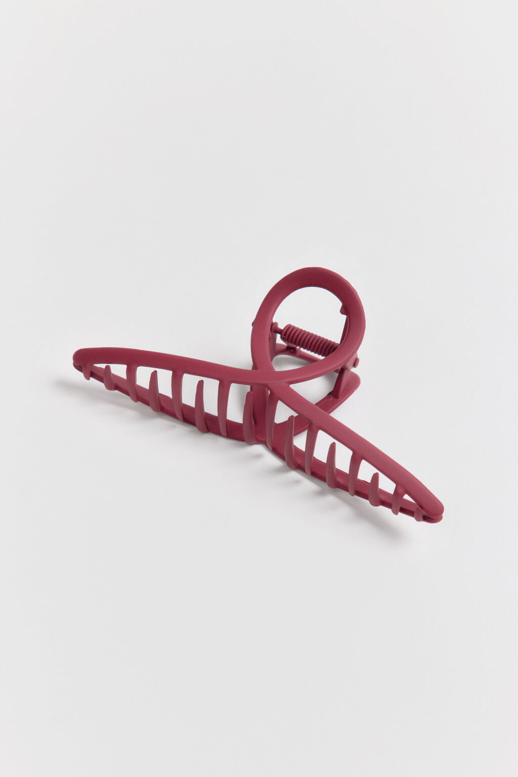 Заколка-краб серебристая - цвет розовый - 2