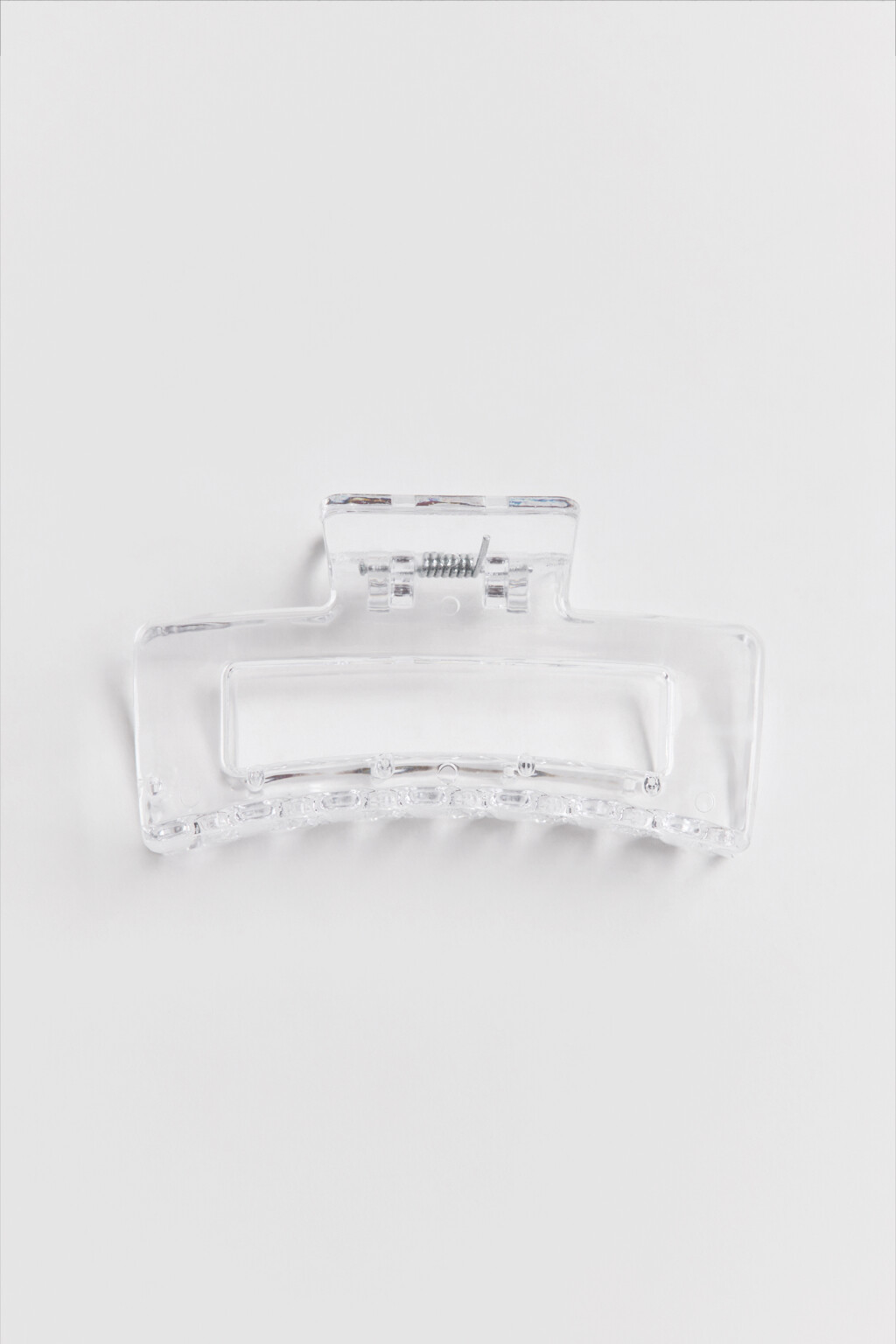 Заколка-краб прямоугольная - цвет белый - 1