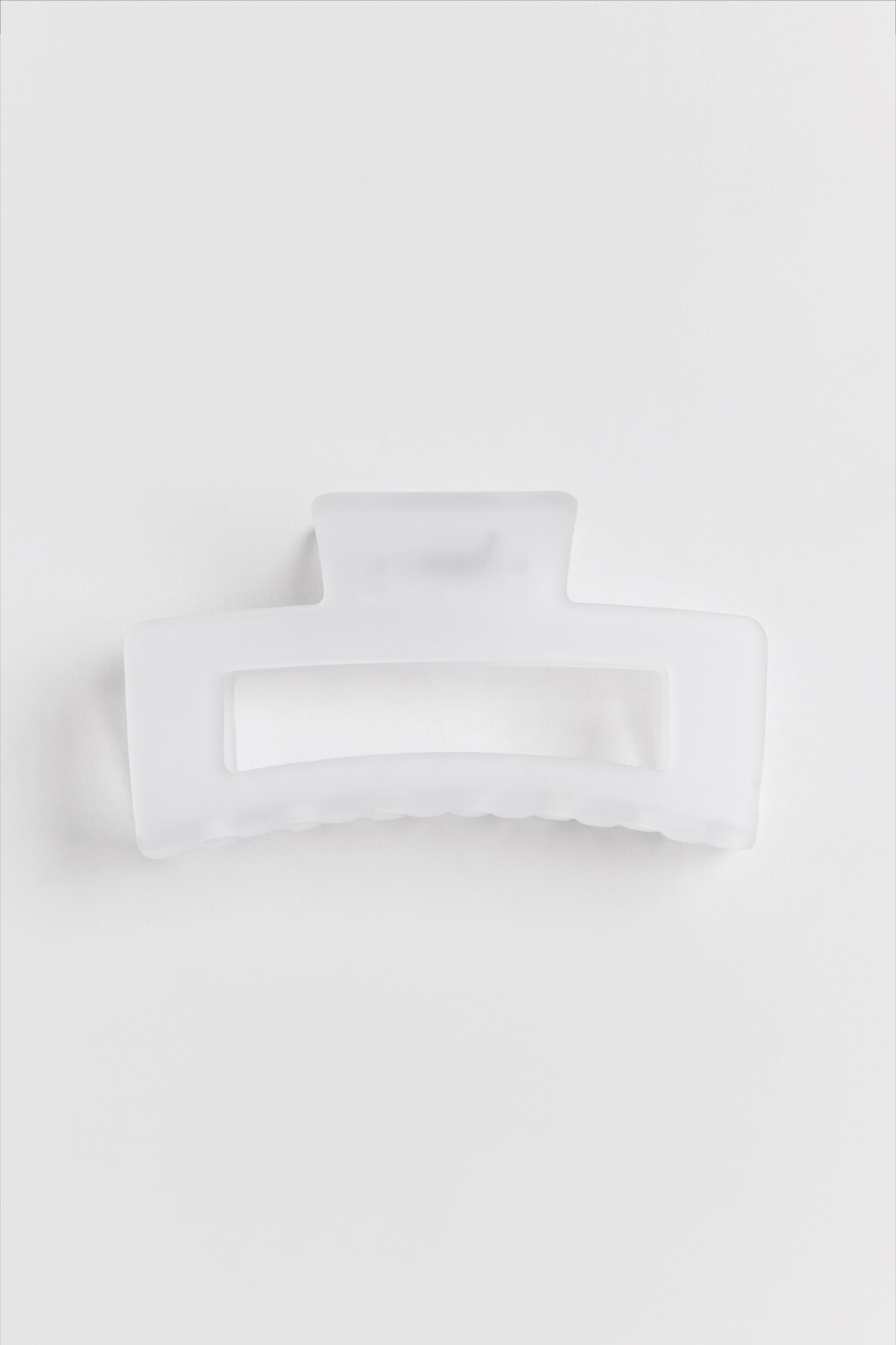 Заколка-краб прямоугольная - цвет белый - 1