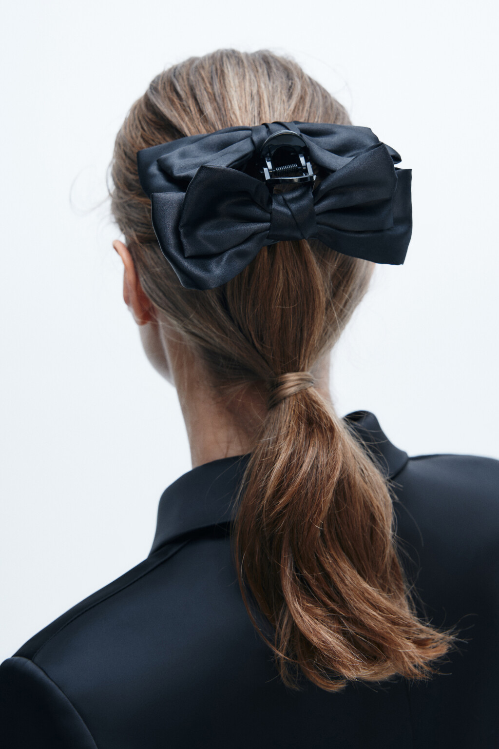 Заколка-краб с атласными бантами - цвет черный - 2