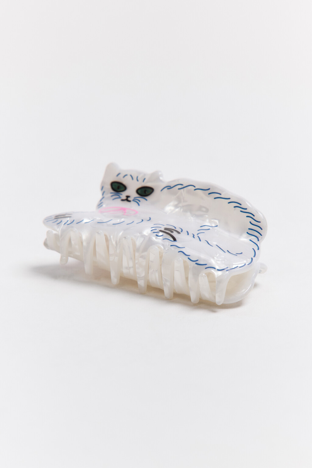 Заколка-краб в виде котика - цвет белый - 2