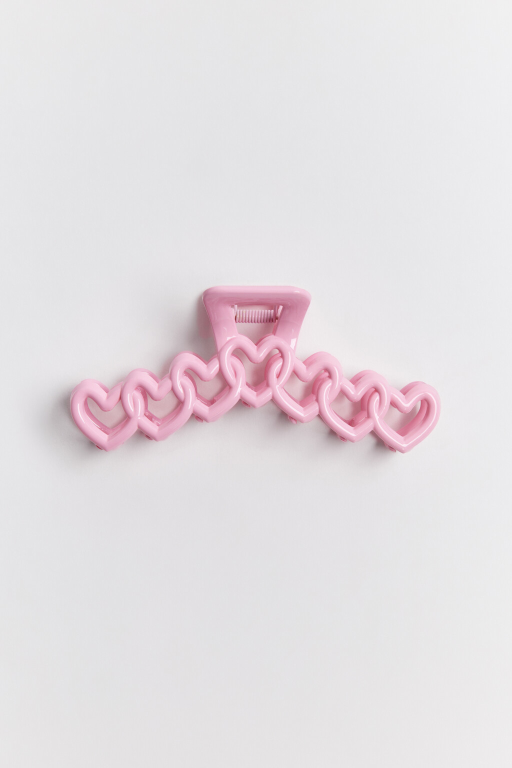 Заколка-краб с сердечками - цвет розовый - 1