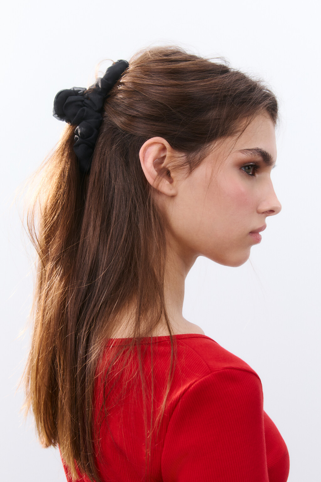 Заколка-краб с декором из органзы - цвет черный - 1