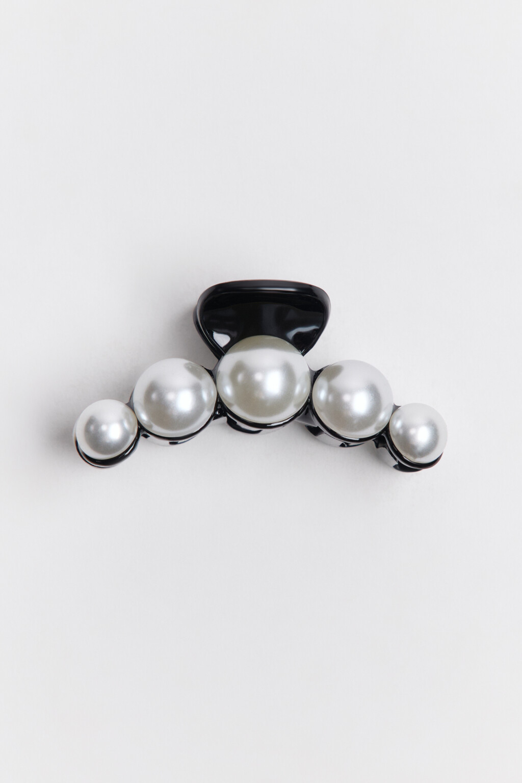 Заколка-краб с жемчужными бусинами - цвет черный - 1