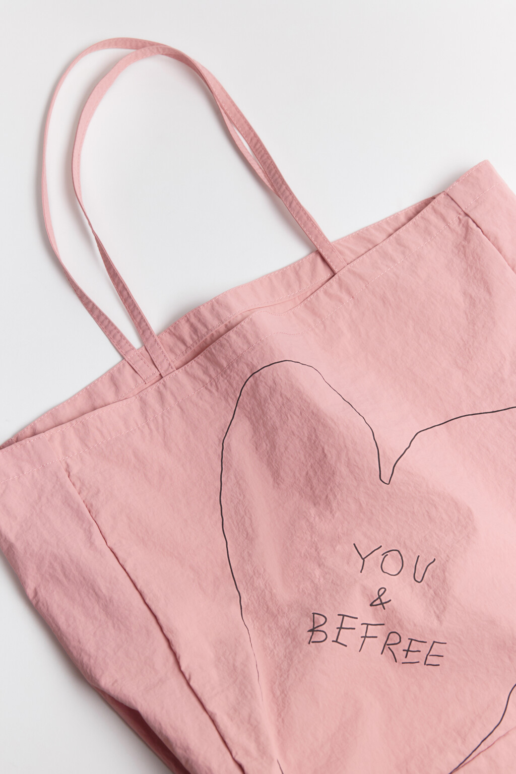 Сумка-шопер с надписью - цвет розовый - 1