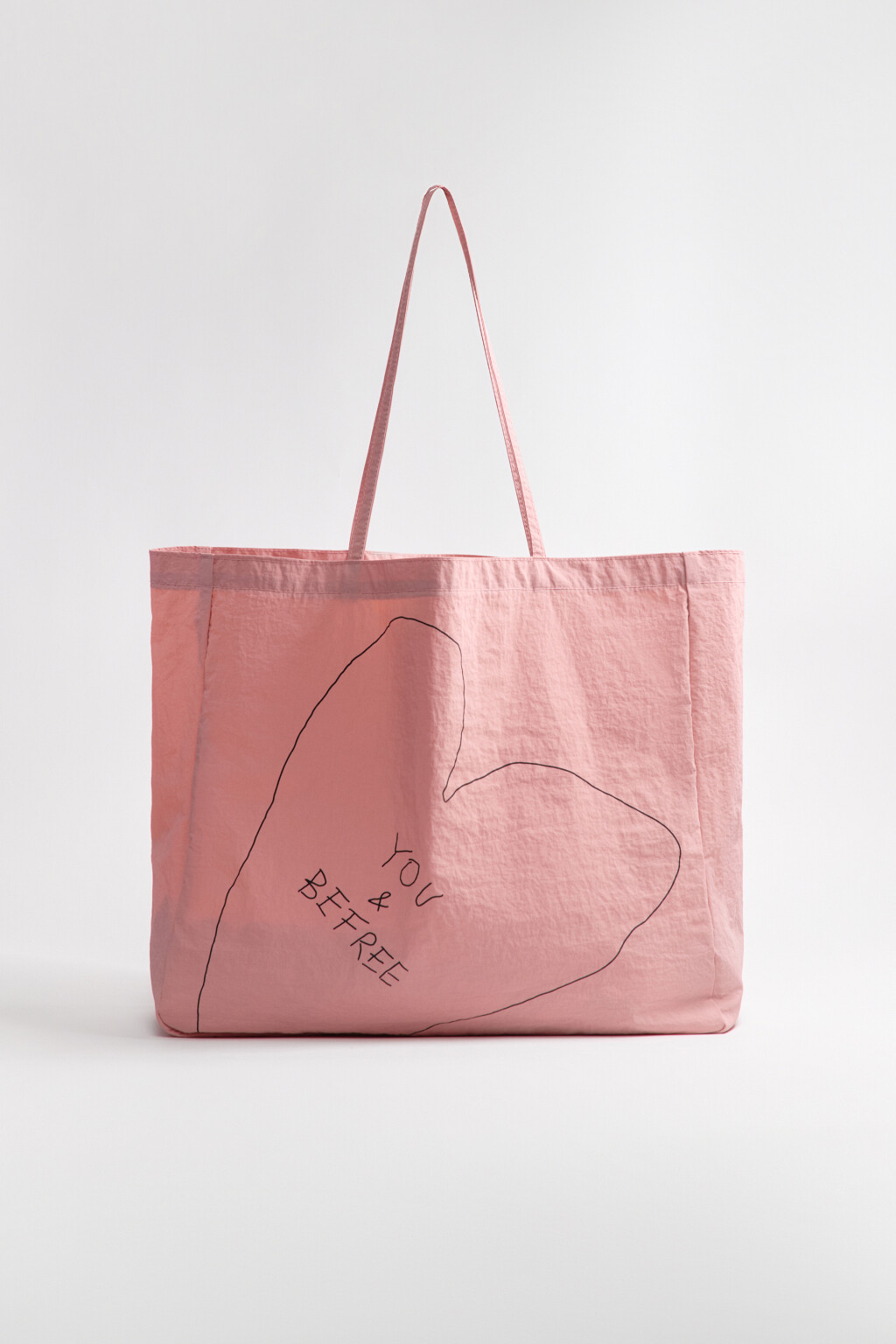 Сумка-шопер с надписью - цвет розовый - 2