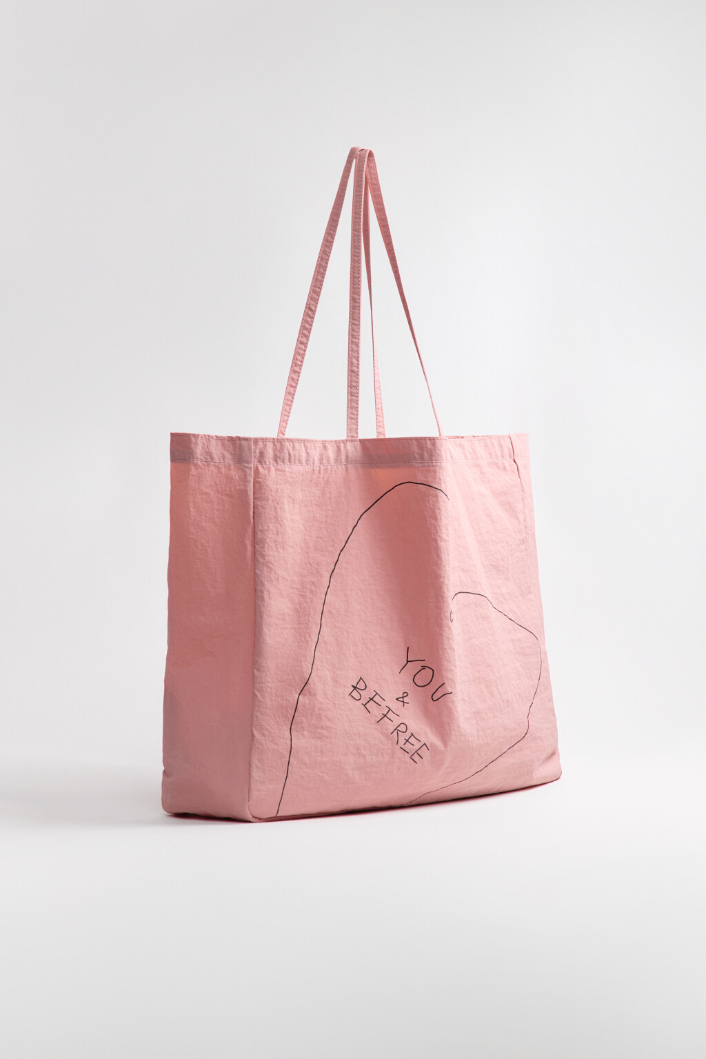 Сумка-шопер с надписью - цвет розовый - 3