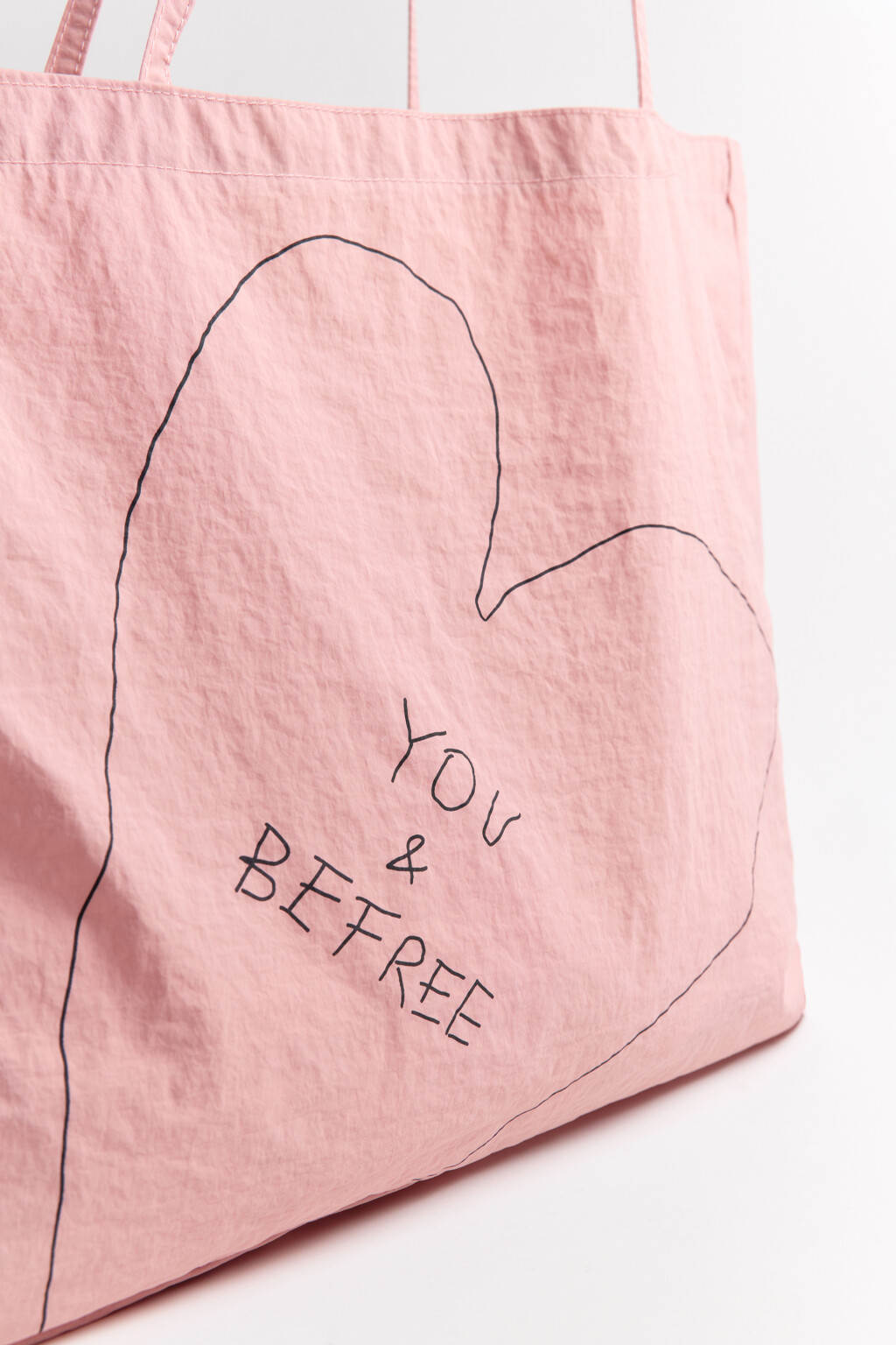 Сумка-шопер с надписью - цвет розовый - 5