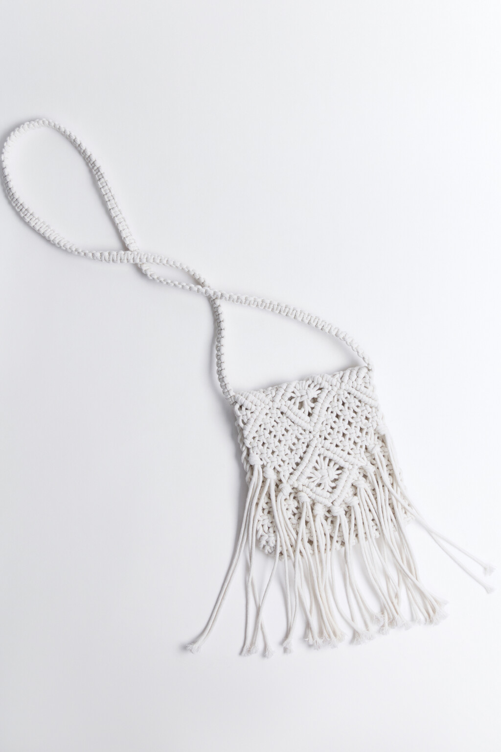 Сумка-кроссбоди плетеная с бахромой - цвет молочный - 9