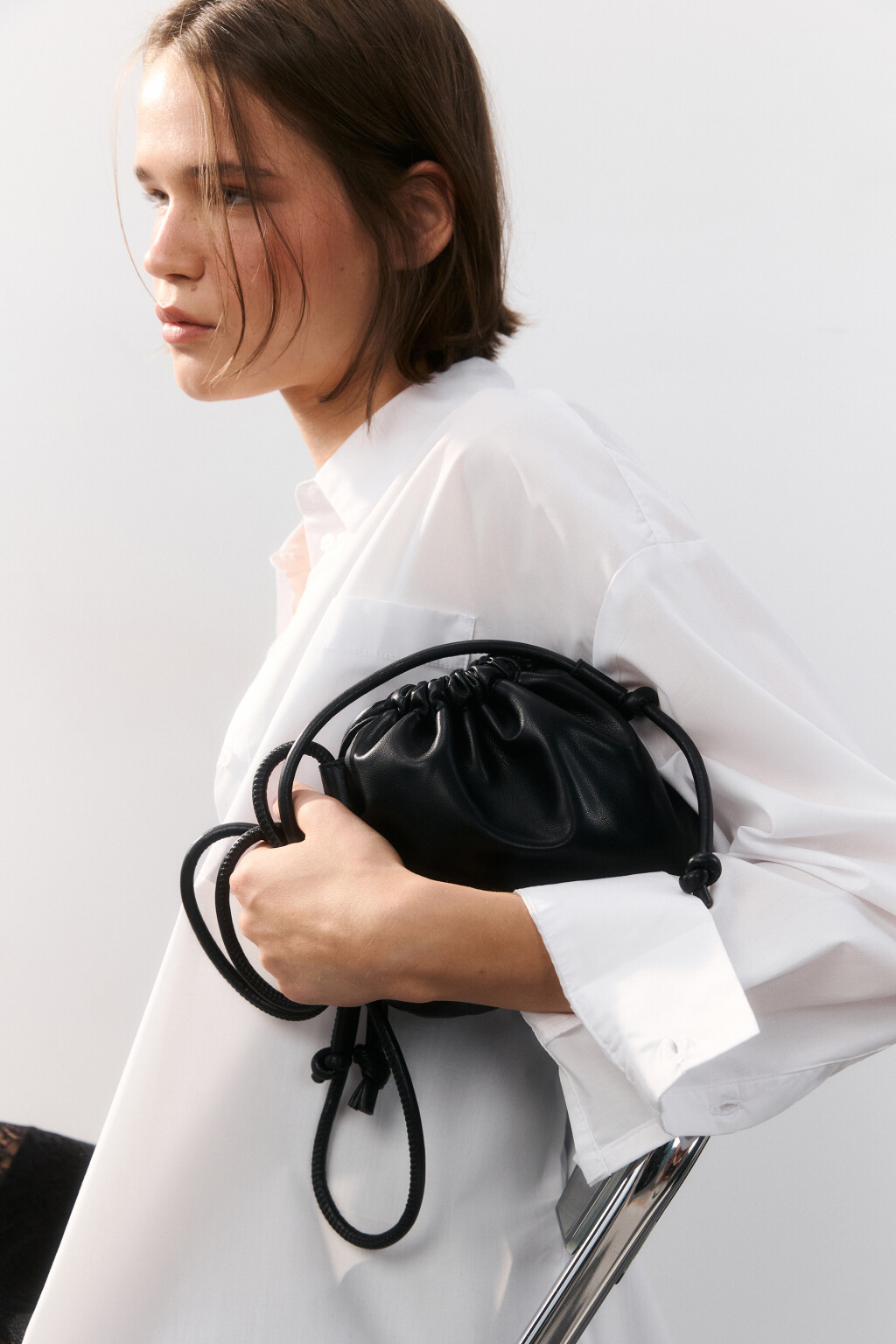 Сумка-мешочек с завязками - цвет черный - 1