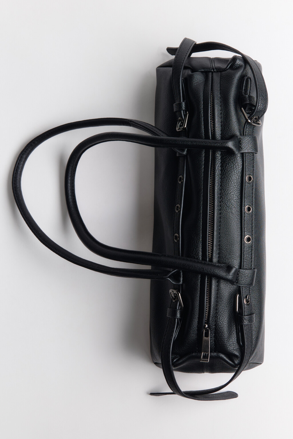 Сумка-багет с ремешками - цвет черный - 2