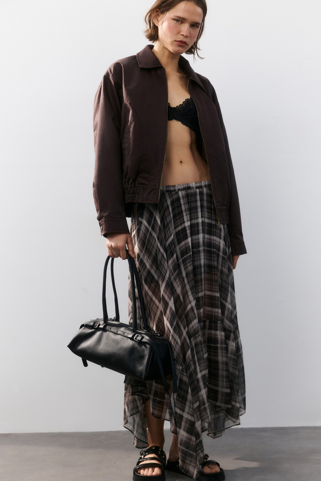 Сумка-багет с ремешками - цвет черный - 9