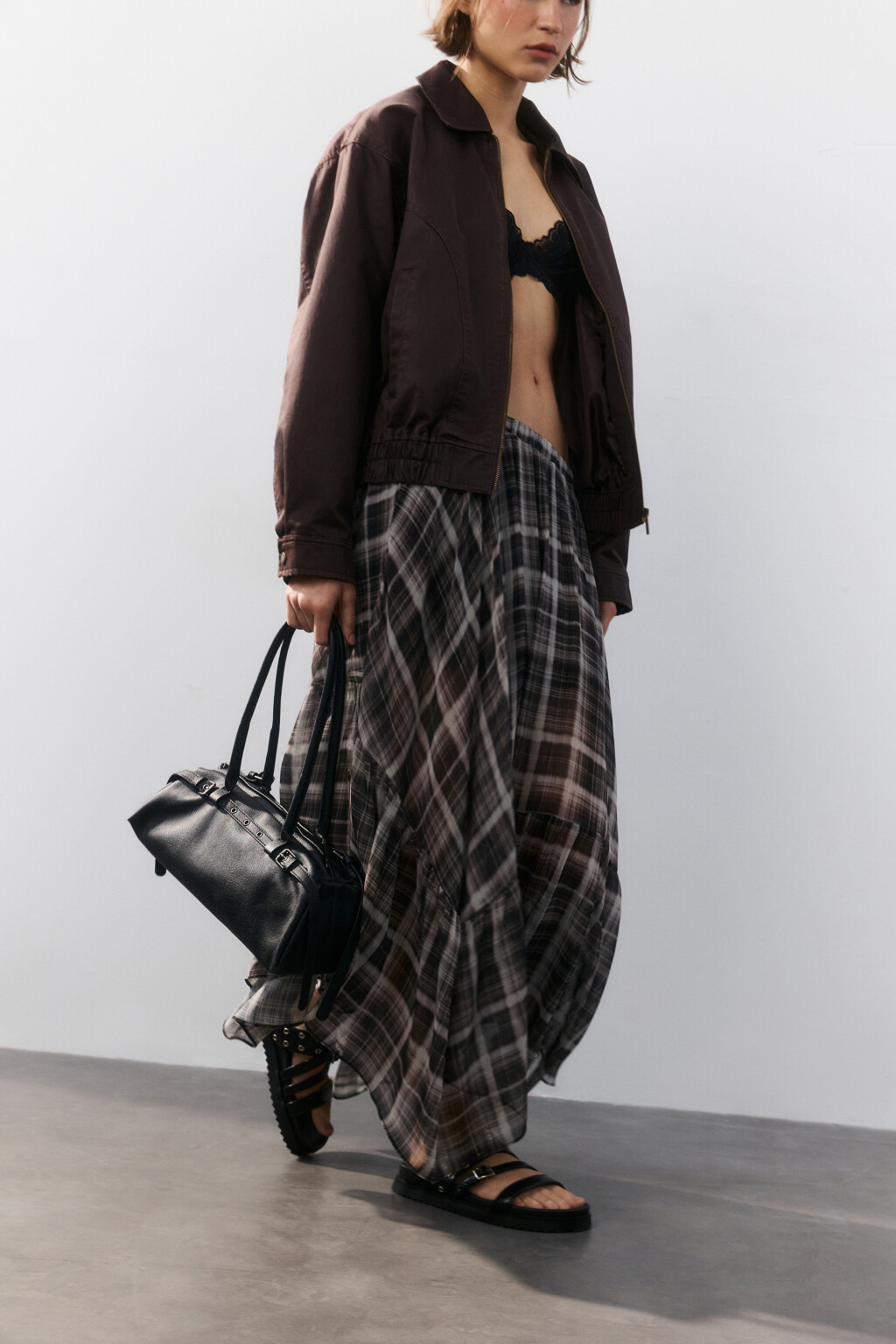 Сумка-багет с ремешками - цвет черный - 10