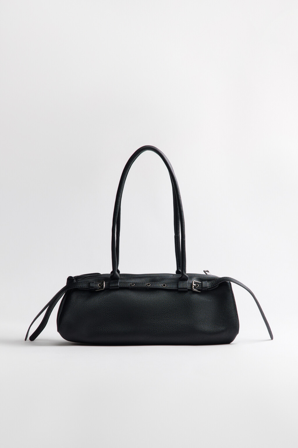 Сумка-багет с ремешками - цвет черный - 3