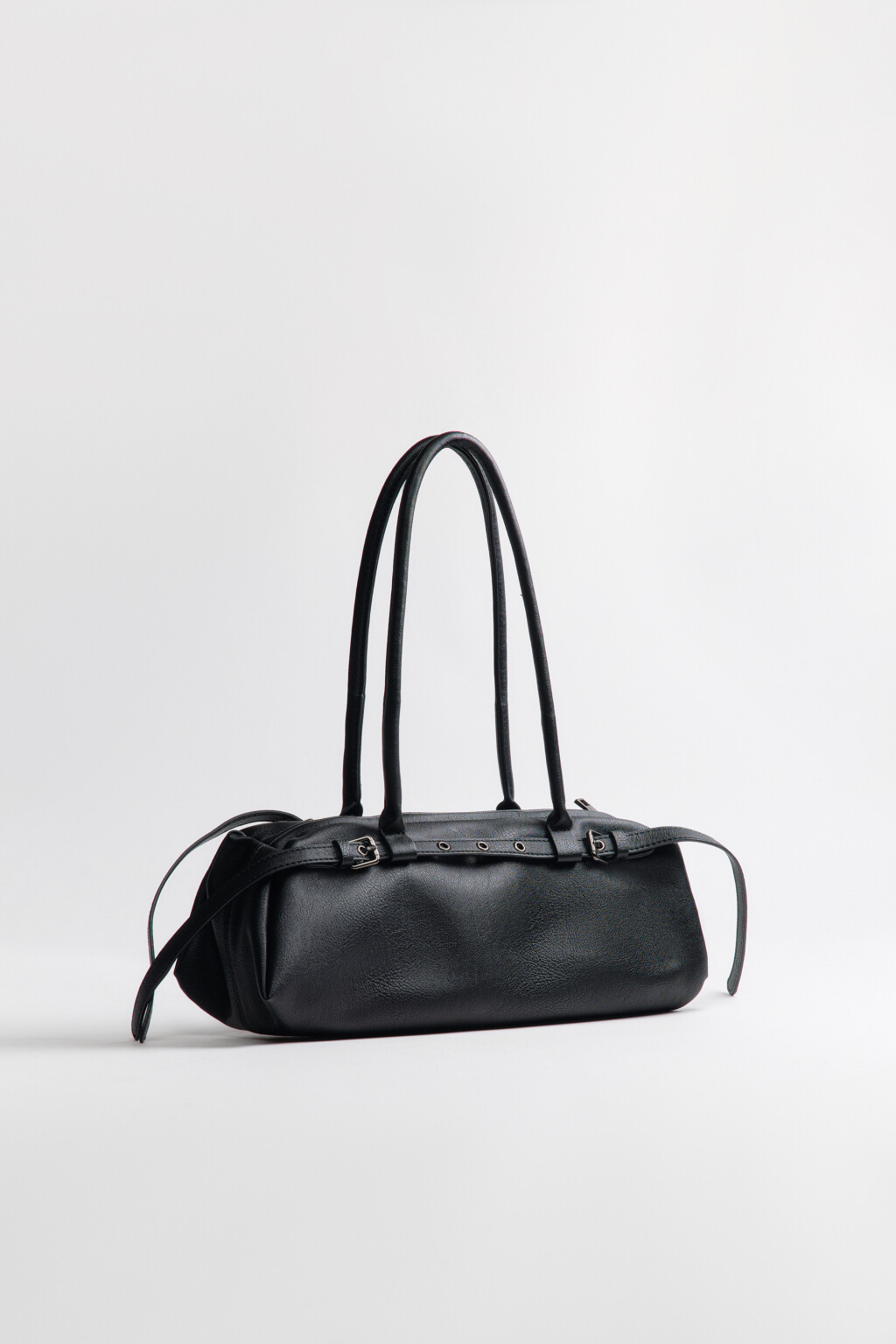 Сумка-багет с ремешками - цвет черный - 4