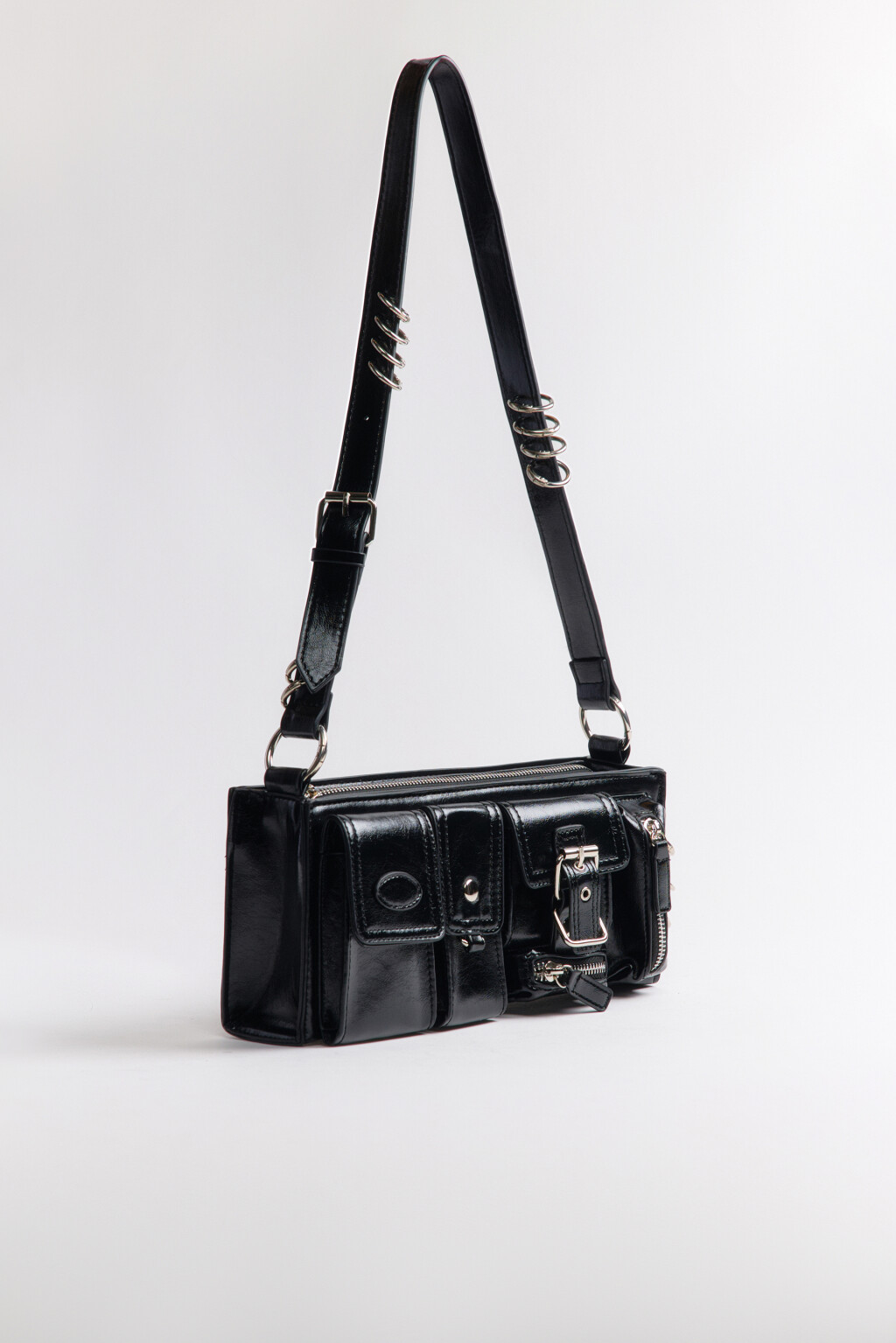 Сумка на плечо с металлическим декором - цвет черный - 5