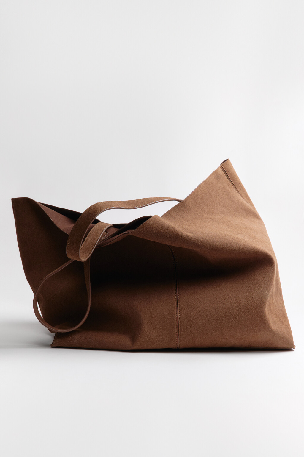 Сумка-шопер из искусственной замши - цвет коричневый - 4