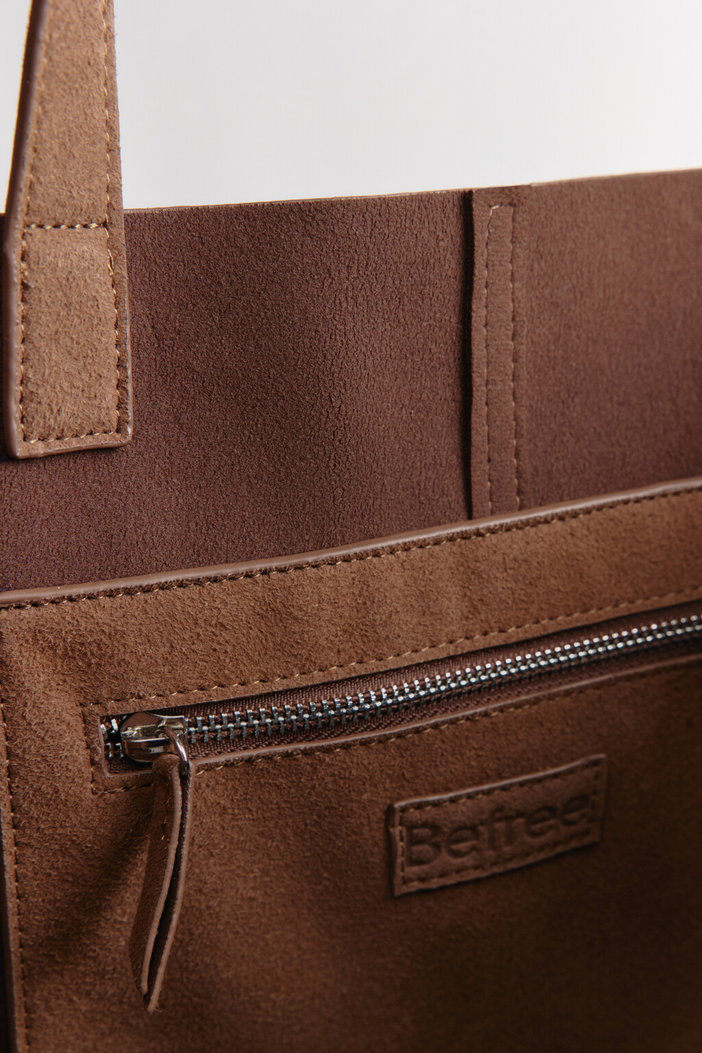 Сумка-шопер из искусственной замши - цвет коричневый - 8