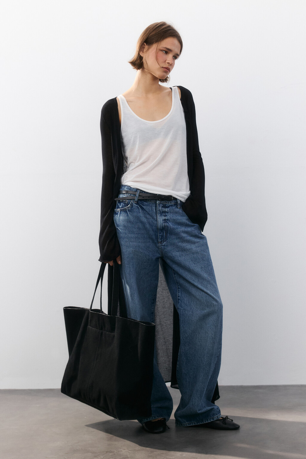 Сумка-шопер из искусственной замши - цвет черный - 3