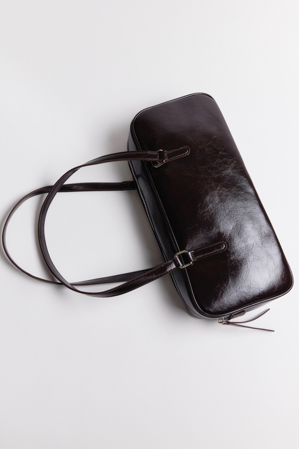 Сумка-багет лаковая - цвет коричневый - 5