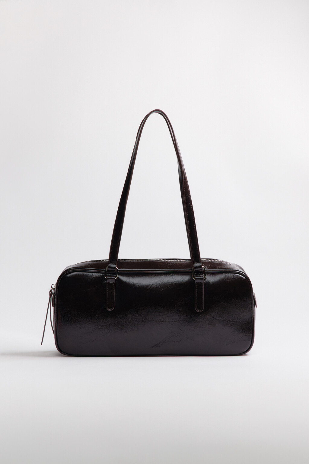 Сумка-багет лаковая - цвет коричневый - 6