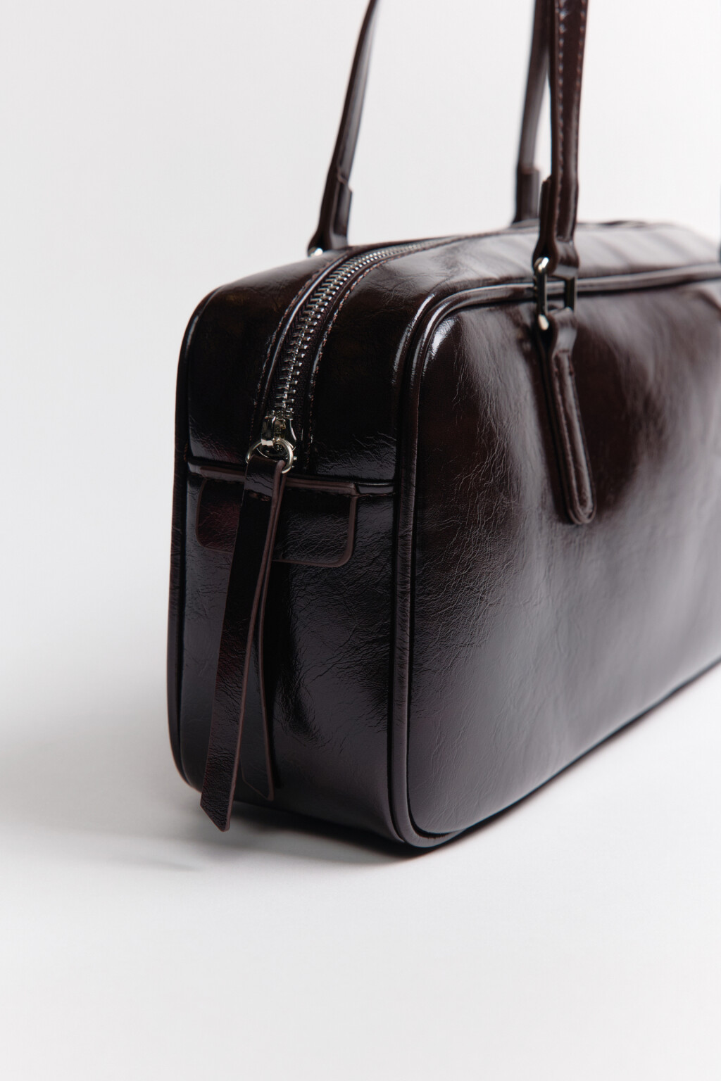 Сумка-багет лаковая - цвет коричневый - 9