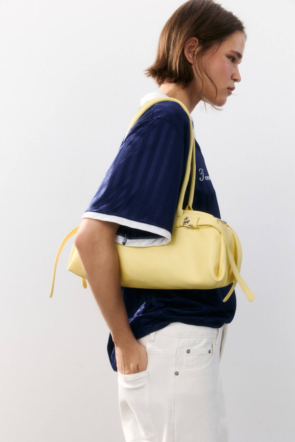 Сумка-багет с ремешками - цвет желтый - 2
