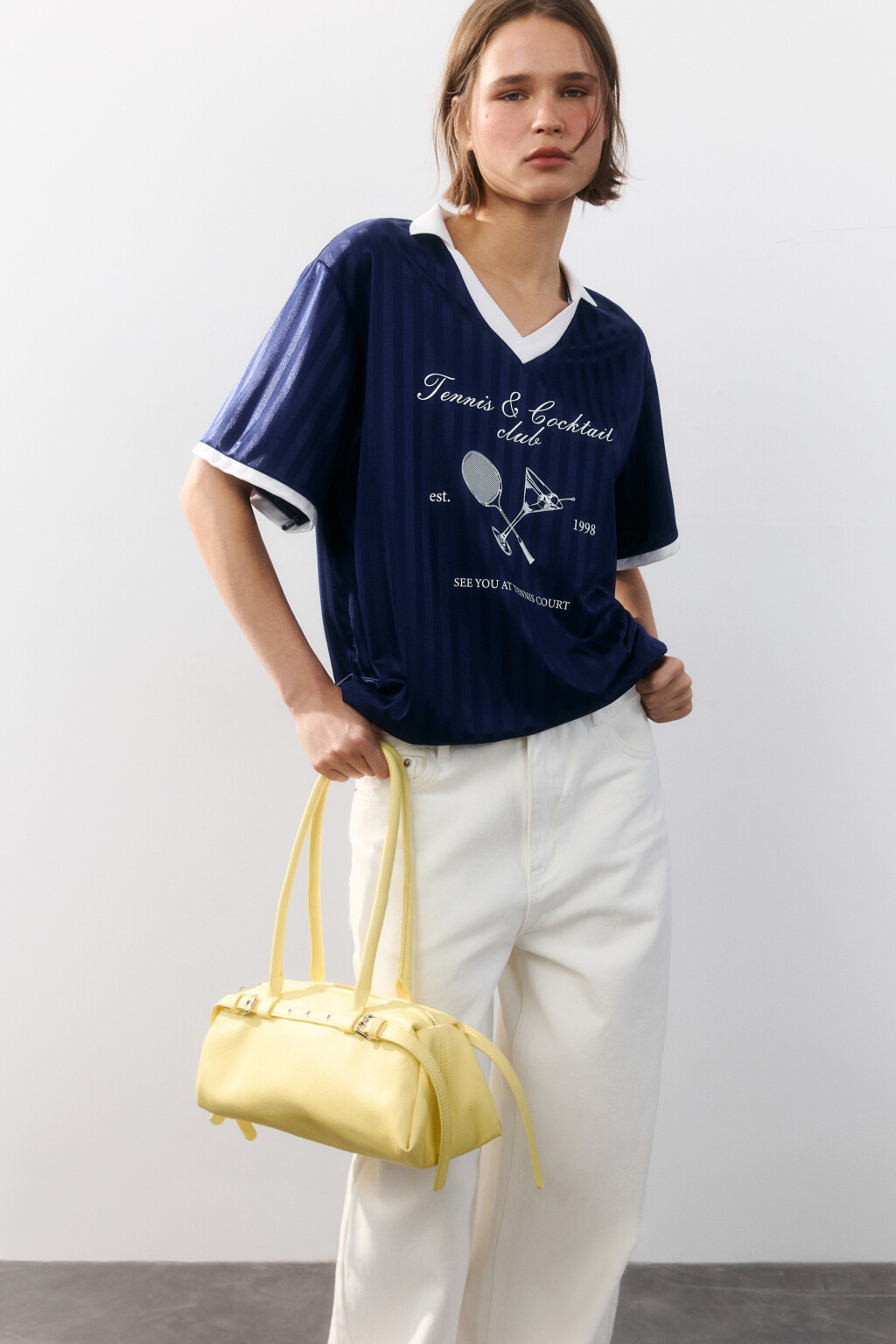 Сумка-багет с ремешками - цвет желтый - 4